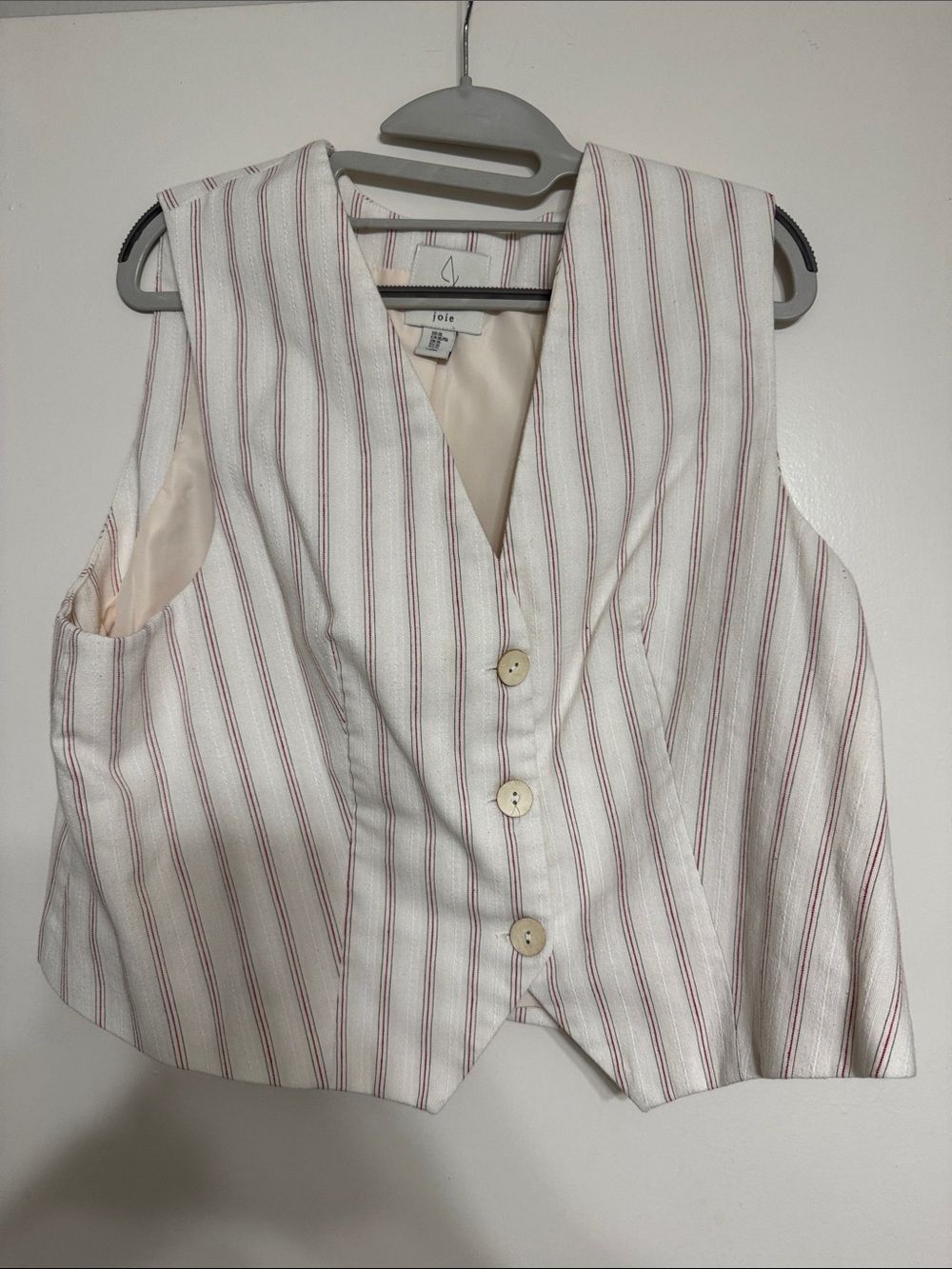 Joie White Vest with Red Pinstripes